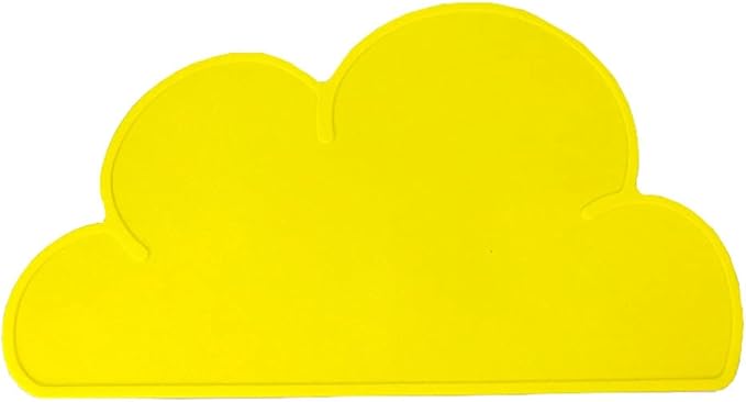 Love Dream Silicone Pet Feeding Food Mat with Raised Edge, Anti-Slip Waterproof Pet Bowl Mat Placemat for Dog and Cat (Yellow)