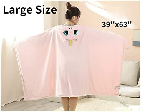 Cute Wearable Blanket Soft Cape for Adult Women Men Warm Cozy Hoodie Cute Animal Bear Cat Bunny Carpet Home