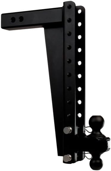 BulletProof Hitches - 2.5" Adjustable Heavy Duty Trailer Hitch (22,000 lb. Rating) - 18" Drop/Rise Trailer Hitch with 2" & 2-5/16" Dual Ball - Powder Coat, Solid Steel, Corrosion-Resistant