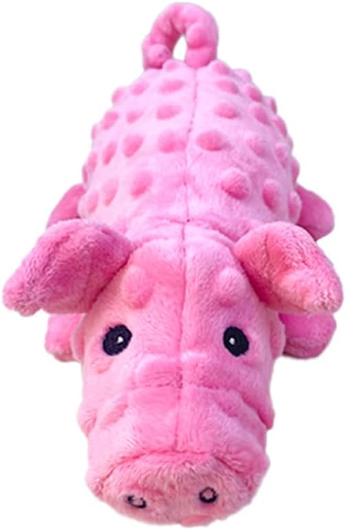 Squeaky Dog Toys Plush Dog Toy with Crinkle Paper Stuffed Durable Dog Chew Toys for Small Middle and Large Dogs Pig Pink