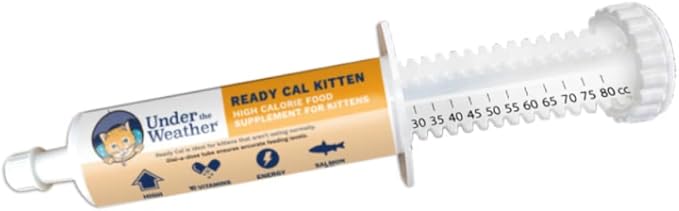 Under the Weather Pet | Ready Cal for Kitten | High Calorie Pet Nutritional Supplement for Weight Gain & Healthy Weight Maintenance | 10 Vitamins, 7 Minerals, Omega Fatty Acids & Carbohydrates | 80cc