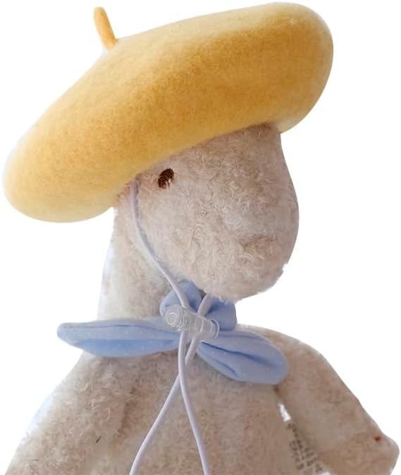 Dog Beret Hats Cats Hats Fashion Four Seasons Funny Comfortable Wool Pet Hat (Yellow)