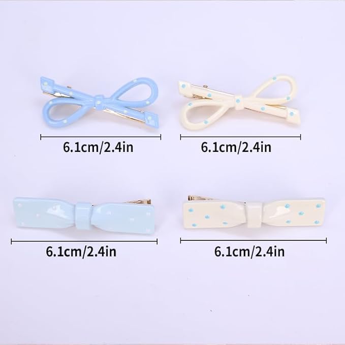 Hair Clips for Women, Acrylic Resin Hair Accessories set with Hairbands Colored Hair Ties, Flower, Rainbow, Little Bear Clips Cute pattern for Birthday Prom (4pcs yellow blue)