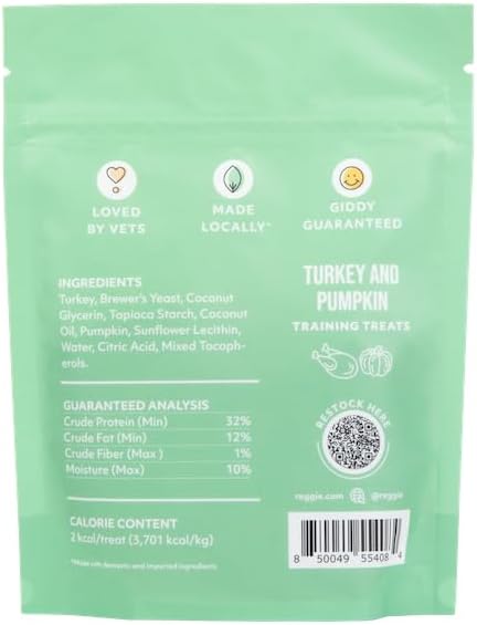 Reggie Forager Ball & Training Treats for Dogs | Enrichment Toy + Healthy Turkey & Pumpkin Training Treats | Reduces Boredom, Stress & Hyperactivity | Low-Calorie, Protein-Packed | 340 Treats