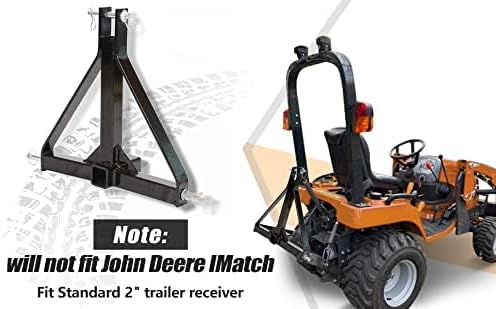 7BLACKSMITH 3 Point 2" Receiver Trailer Hitch Category 1 Tractor Tow Drawbar Adapter for BX Kubota, John Deere, LM25H WLM Tractor, NorTrac, Kioti, Yanmar, Cat