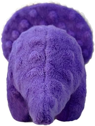 Squeaky Dog Toys Plush Dog Toy with Crinkle Paper Stuffed Durable Dog Chew Toys for Small Middle and Large Dogs Triceratops Purple