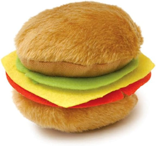 Jeffers Pet Plush Dog Toy with Squeaker, Hamburger 4.5" - Soft Crinkle Fabric, Safe & Durable, Healthy Fun for Small & Medium Dogs, Interactive Play, Fetch, Tug - Best Gift for Active Games
