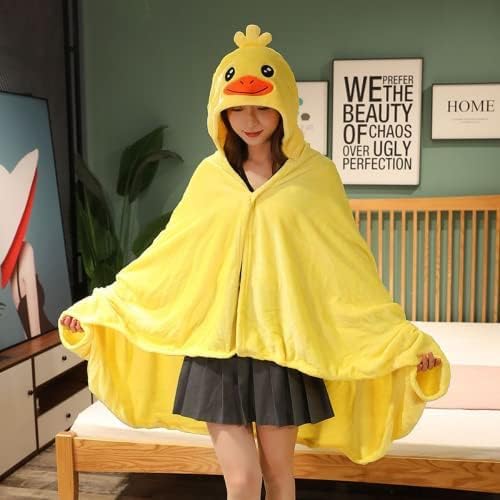 Cute Wearable Blanket Soft Cape for Adult Women Men Warm Cozy Hoodie Cute Animal Bear Cat Bunny Carpet Home