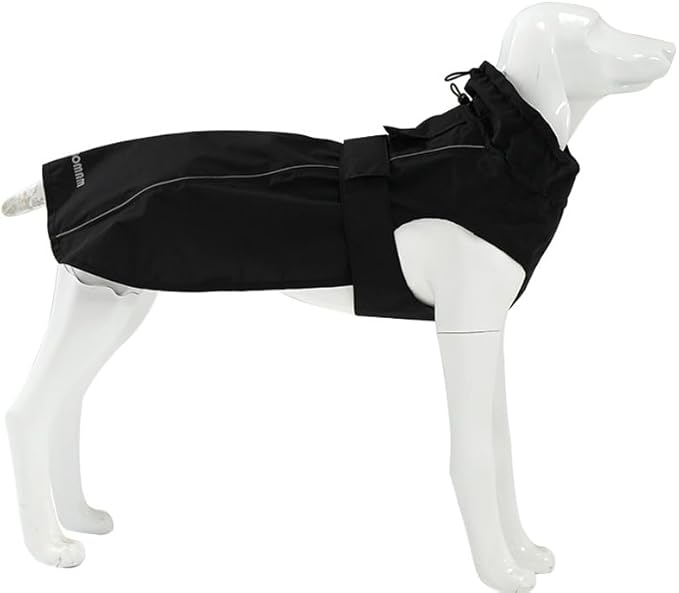 Adjustable Waterproof Dog Raincoat for Dogs,Lightweight Pet Rain Jacket Puppy Clothes with Reflective Strip for Small Medium Large Dogs (Black, X-Large)
