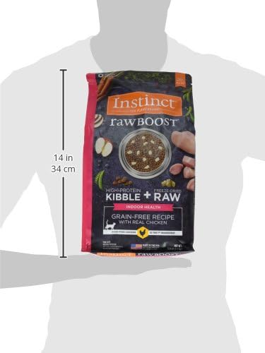 Instinct Raw Boost Indoor Health, Natural Dry Cat Food with Freeze Dried Pieces, Grain Free Recipe - Real Chicken, 5 lb. Bag