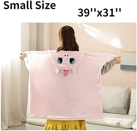 Cute Wearable Blanket Soft Cape for Adult Women Men Warm Cozy Hoodie Cute Animal Bear Cat Bunny Carpet Home