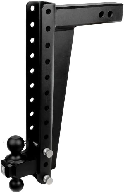 BulletProof Hitches - 2.5" Adjustable Heavy Duty Trailer Hitch (22,000 lb. Rating) - 18" Drop/Rise Trailer Hitch with 2" & 2-5/16" Dual Ball - Powder Coat, Solid Steel, Corrosion-Resistant