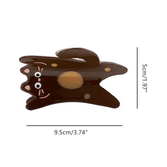 Funny Standing Cat Hair Clip,Acetate Claw Clips,Hair Clips for Women,Brown