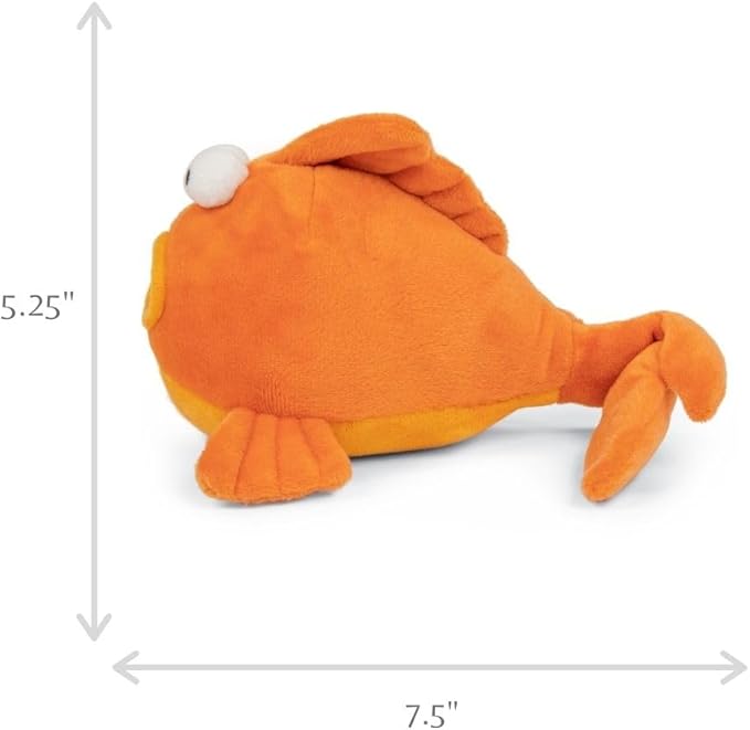 goDog Action Plush Goldfish Animated Squeaky Dog Toy, Chew Guard Technology - Orange, One Size