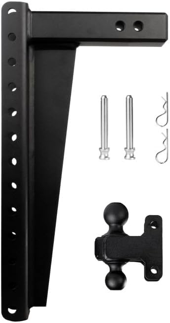 BulletProof Hitches - 2.5" Adjustable Heavy Duty Trailer Hitch (22,000 lb. Rating) - 20" Drop/Rise Trailer Hitch with 2" & 2-5/16" Dual Ball - Powder Coat, Solid Steel, Corrosion-Resistant