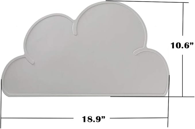 Love Dream Silicone Pet Feeding Food Mat with Raised Edge, Anti-Slip Waterproof Pet Bowl Mat Placemat for Dog and Cat (Grey)