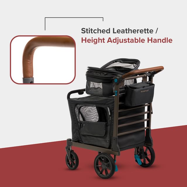 Wadabuggy Pet Two Foldable Cart - Adjustable & Portable Pet Stroller with Caddy, Foam Filled Rubber Wheels, Storage - Carriage for Small & Medium Dogs, Cats Under 75 lbs