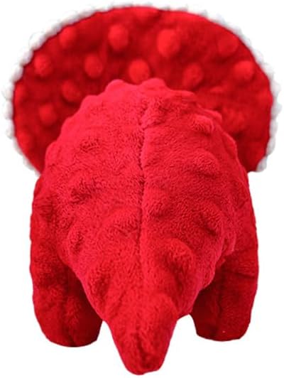 Squeaky Dog Toys Plush Dog Toy with Crinkle Paper Stuffed Durable Dog Chew Toys for Small Middle and Large Dogs Triceratops Red