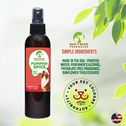 Showseason Pumpkin Spice Holiday Dog Perfume 4.5 oz. for Dogs and Puppies | Long Lasting, Deodorizing Spray, Paraben Free, Made In The USA