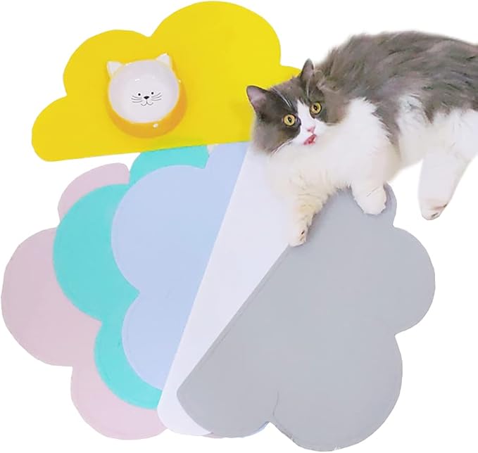 Love Dream Silicone Pet Feeding Food Mat with Raised Edge, Anti-Slip Waterproof Pet Bowl Mat Placemat for Dog and Cat (Dark Pink)