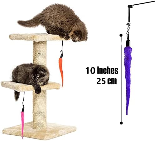 LASOCUHOO Cat Worm Toys, (10 Packs) Interactive Cat Wand Replacement, Wand Refill Attachments for Indoor and Ourdoor Cats