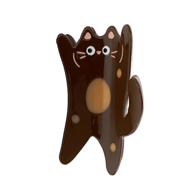 Funny Standing Cat Hair Clip,Acetate Claw Clips,Hair Clips for Women,Brown