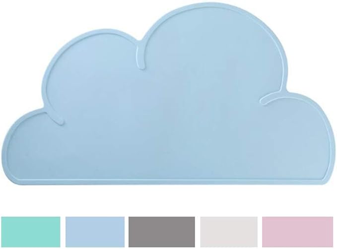 Love Dream Silicone Pet Feeding Food Mat Dog Cat Placemat Mat with Raised Edge, Anti-Slip Waterproof Pet Bowl Mats Pet Food Tray (Blue)