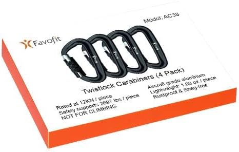 Heavy Duty Locking Carabiner Clips - Favofit 12KN (2697 lbs) Clips 3.2'' Small D Ring for Camping Hammock Hiking Dog Leashes Keychains - Perfect for Outdoor Enthusiasts