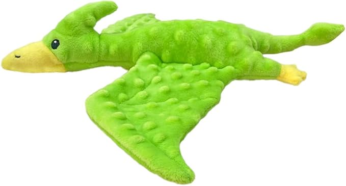 Squeaky Dog Toys Plush Dog Toy with Crinkle Paper Stuffed Durable Dog Chew Toys for Small Middle and Large Dogs Pterodactyl Green