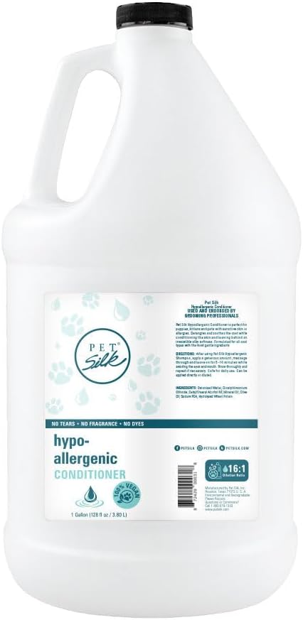 Pet Silk Hypoallergenic Conditioner, Free of Dyes and Heavy Fragrances, Specifically Designed for Pet's with Sensitive Skin, Infused with Olive Oil & Wheat Protein for Added Nourishment! (1 GAL)