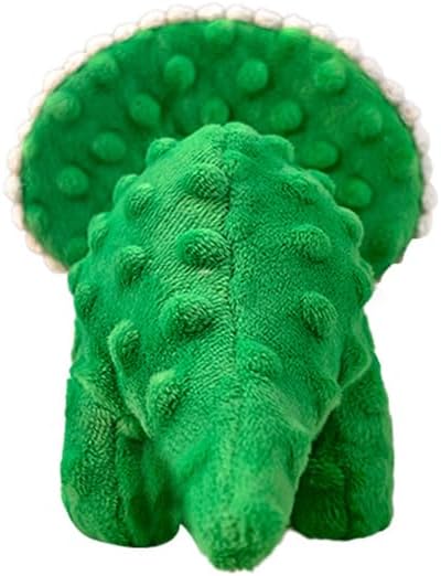 Squeaky Dog Toys Plush Dog Toy with Crinkle Paper Stuffed Durable Dog Chew Toys for Small Middle and Large Dogs Triceratops Green