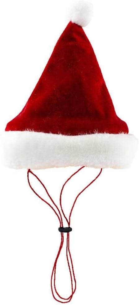 Huxley & Kent Pet Hat | Santa (Medium) | Festive Christmas Holiday Accessory for Dogs/Cats | Holiday Pet Hat | SnugFit Sliding Toggles for Best Fit