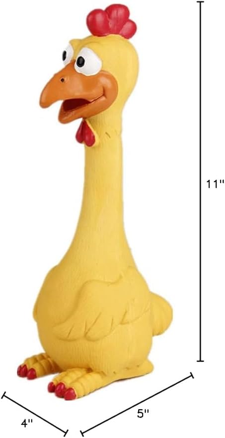 Tamu style Rubber Chicken Squeaky Dog Toys for Small, Medium or Large Pet Breeds, Play Fetch, Reduce Separation Anxiety