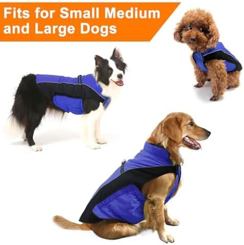Warm Dog Winter Coat, Gimilife Dog Sweater Cold Weather Coats Waterproof Dogs Apparel Clothes Pet Jacket Padded Vest Outfit for Small Medium Large Dogs