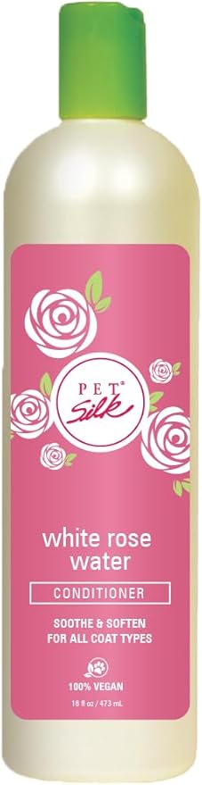 Pet Silk White Rose Water Conditioner, Moisturizes, Soothes and Provides a Silky Smooth Coat, Rose Water Scent Helps Calm and Reduce Bathtime Anxiety, Enhanced with with Keratin & Jojoba Oil! (16oz)