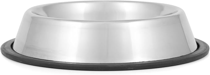 Jeffers No Skid No Tip Stainless Steel Pet Bowls for Dogs & Cats - Non-Slip Food & Water Feeder Dish with Black Rubber Base, Durable Easy to Clean Feeding Bowl for Indoor & Outdoor Use - 1/2 Pint