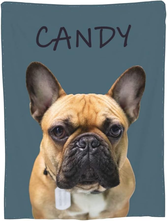 Funnylife Custom Pet Portrait Blankets 30" x 40" Personalized Dog Photo Blanket for Dog Dad & Mom Gifts for Pet Owner