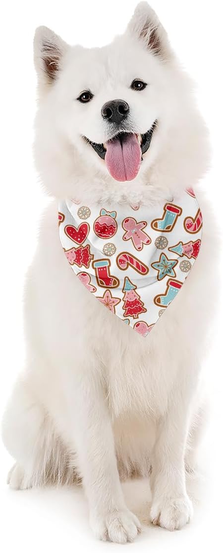 Christmas Dog Bandanas, Dog Bandanas, Color Christmas Elements Decor Dogs Bandana, Xmas Bandana for Small Medium Dogs, Pet Triangle Scarf