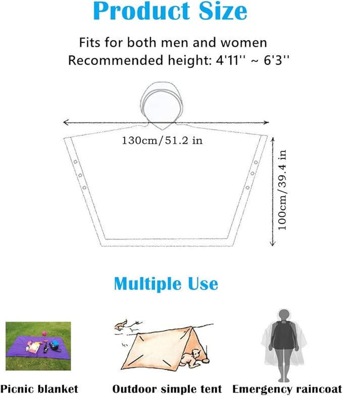 Rain Poncho Raincoats for Adults Reusable - 2-5 Pack EVA Waterproof Rain Coat with Hood, Rain Gear for Women Men