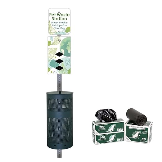 ZERO WASTE USA - Rust Proof Aluminum Dog Waste Station for Roll Bags - Free 400 Waste Bags & 25 can Liners - Over 500k Sold in USA (Watercolor Earth | Matte Green)