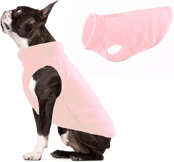 JACKO & CO - Fleece Vest Dog Sweater with Leash Ring - Soft, Warm & Lightweight Pullover Coat for Small & Medium Dogs, Puppies & Cats - Cozy Fall/Winter/Spring Pet Jacket (Pink Lemonade, L 10-16lbs)
