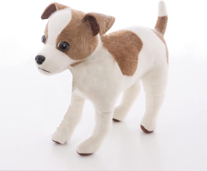 CU-MATE 12" Realistic Jack Russell Terrier Plush - White & Brown Standing Puppy Dog Stuffed Animal Gift