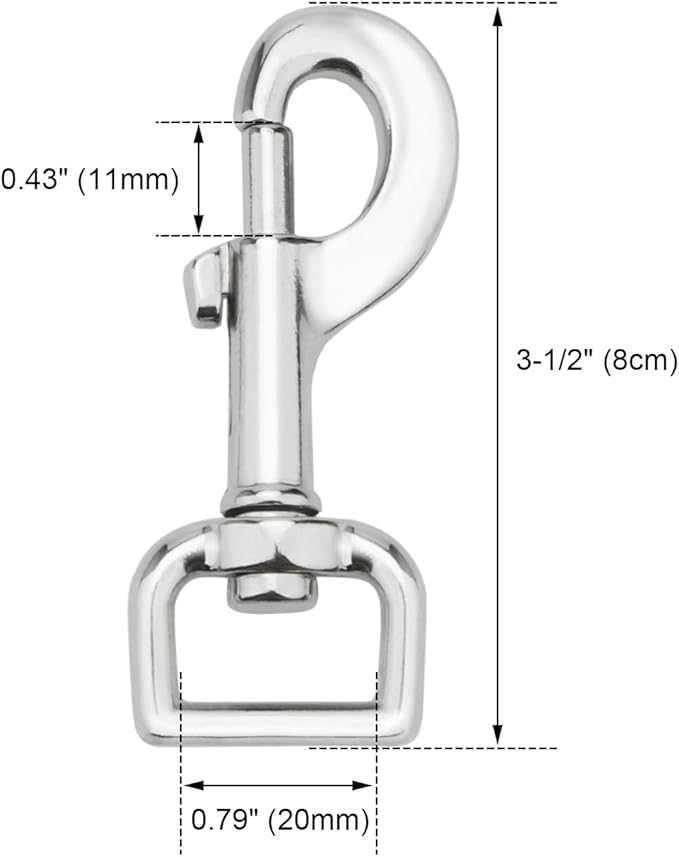 Swivel Snap Hooks Heavy Duty Dog Leash Hook Trigger Clip Clasp for Linking Pet Leash Collar, Key Chain, Dog Playpen (3-1/2" (8cm), 0.79", 10 Pack)