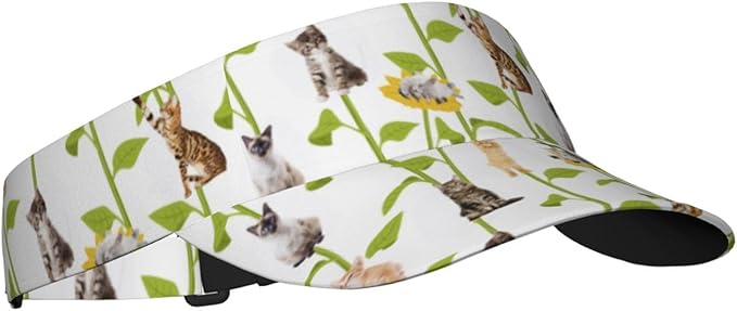 Cute Cat Sport Sun Visor Hats Cute Animal Sun Hat Empty Top Baseball Cap for Outdoor Cat Baseball Hats Cap