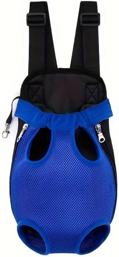 Pet Dog Carrier Backpack, Portable Breathable Mesh Chest Carrier, Polyester Woven Double Shoulder Pet Bag for Outdoor Adventures (SkyBlue, X-Large)