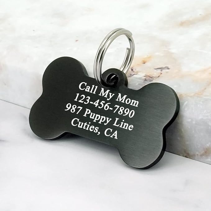 Ultra Joys Dog Tags Personalized for Pets with up to 5 Deep Engraved Lines, Brushed Stainless Steel Custom Dog Name Tag and Cat Tags, Engraved on Both Sides in Bone, Heart, Hexagon and More Shapes