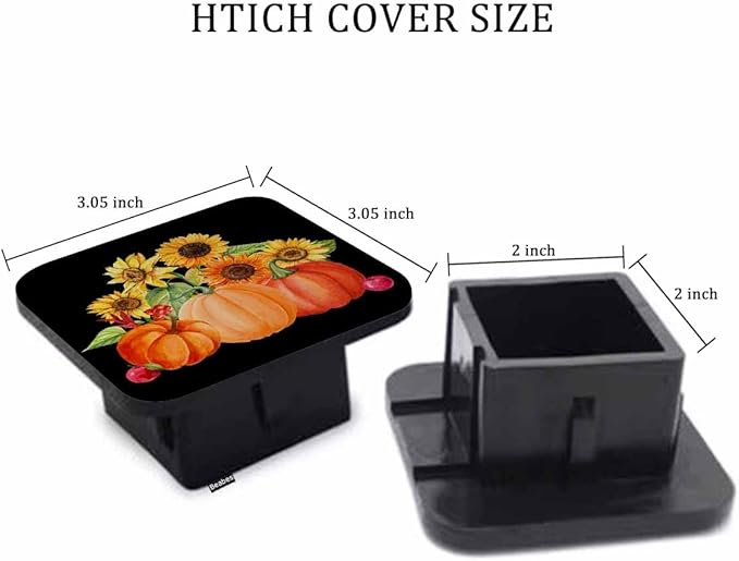 Pumpkin Trailer Hitch Covers Autumn Pumpkins Sunflowers Heavy Duty Receiver Tube Cover 2 Inch, Towing Hitch Plug Covers Hitch Caps for RVs SUVs Trucks and Cars