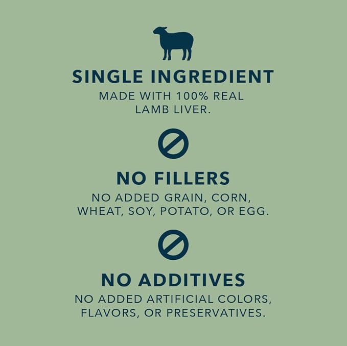 Amazon Brand - Wag Freeze-Dried Raw Single Ingredient Dog Treats, Lamb Liver, High Protein, Healthy Training Treats or Meal Topper for all Dogs, Grain-Free, 3.3oz