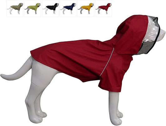 LoveLonglong Premium Waterproof Dog Raincoat with Reflective Safety Features Pet Raincoats for Large Medium Small Dogs Red S