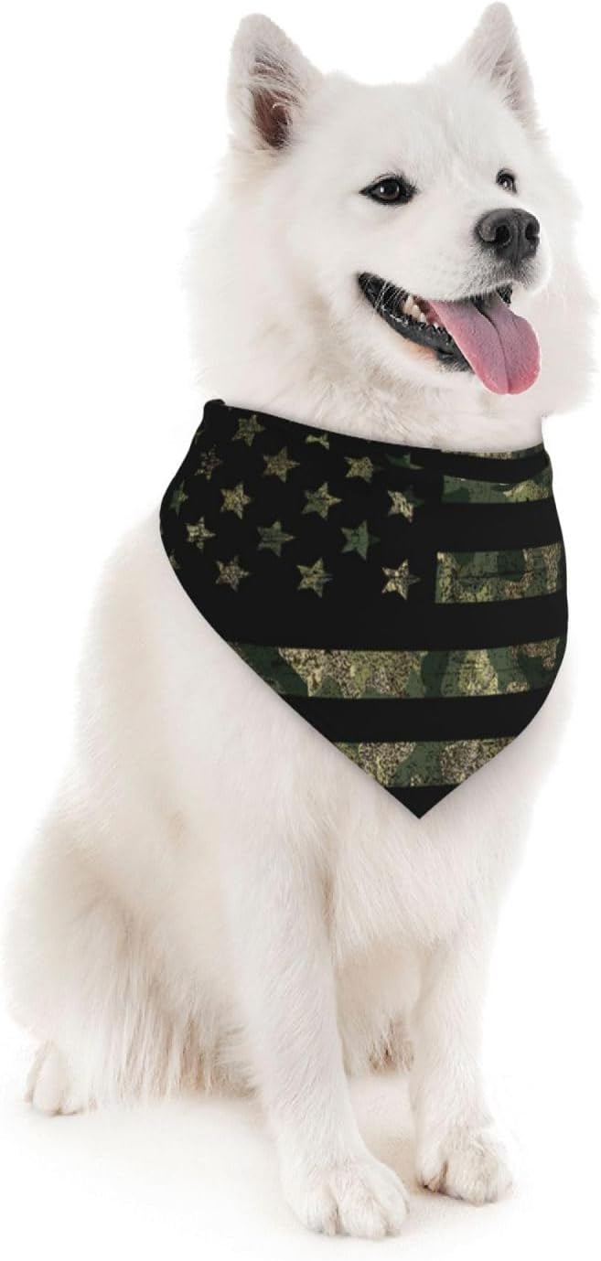 Camo Camouflage Hunting American Flag Dog Bandana Scarf Triangle Bibs Pet Accessories Cat Kerchief